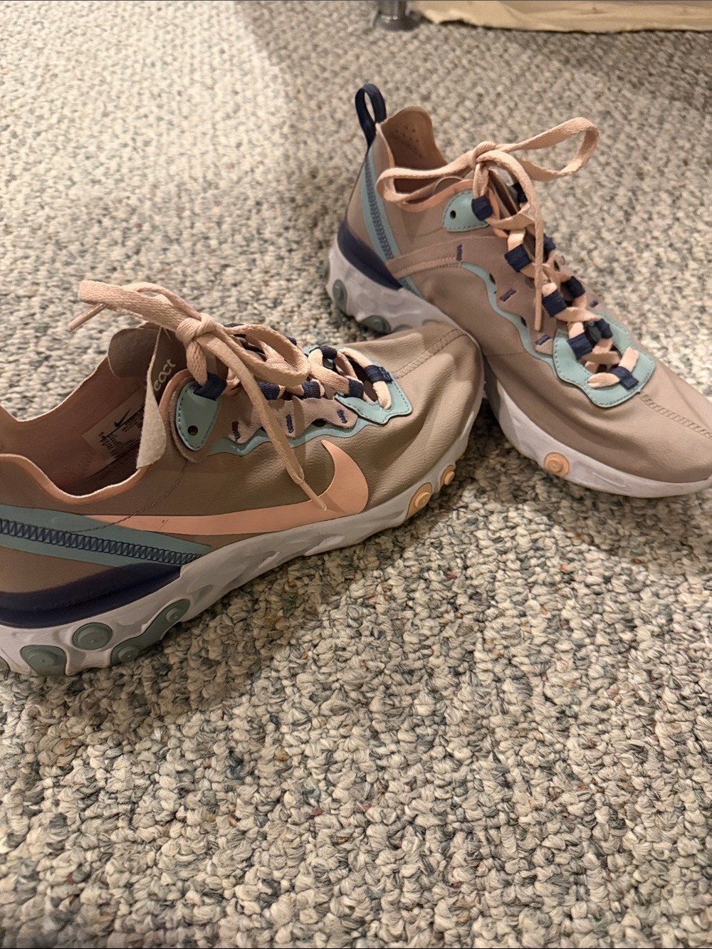 Nike Women’s Athletic Sneakers in Peach with Mint and Navy Accents